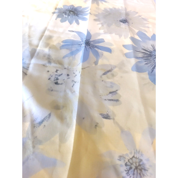 Rectangle Scarf Gold Yellow Blue Floral Sheer 60" X 15" Delicate - Picture 3 of 6